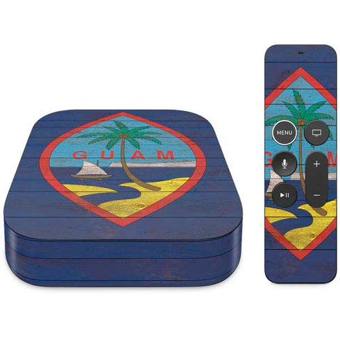 Guam Flag Dark Wood Apple TV Skin